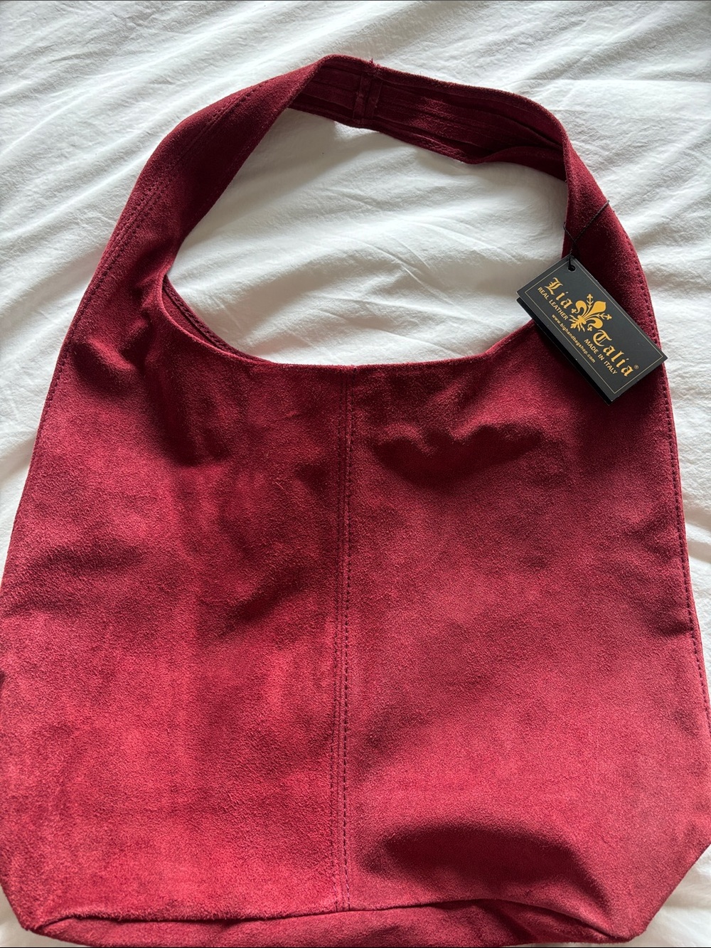 Burgundy Suede Shoulder Bag